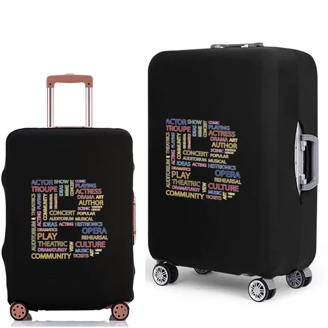 2022 Luggage Case Protective Cover Text 26 Letter Pattern Travel Elastic Duffle Luggage Dust Cover for 18-28 Inch Suitcase 8text B M