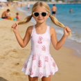 thumbnail image 3 of Tutolipy Pink Dragon Pattern Swim Dress for Girls, Cross Shoulder Strap Design Sleeveless Bathing Suit for Beach Summer Size 3-4 Years, 3 of 8