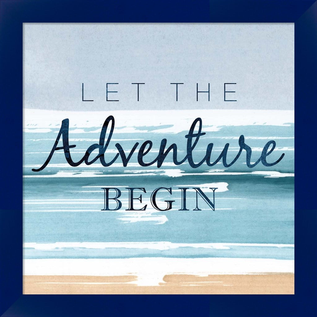 Let the Adventure Begin Blue Framed Kids Poster, 14 x 14