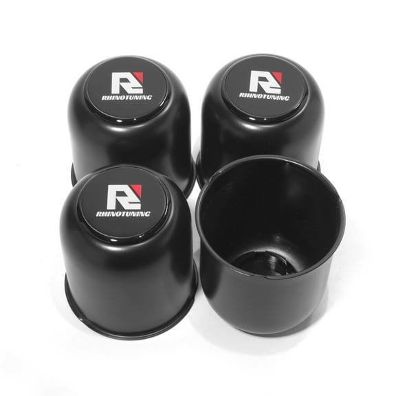 RhinoTuning 3.27" Hub Matte Black Painted Stainless Steel Push-Thru Center Caps Fit for 3.27" trailer/truck rims center bore 2.95" tall 4Pcs