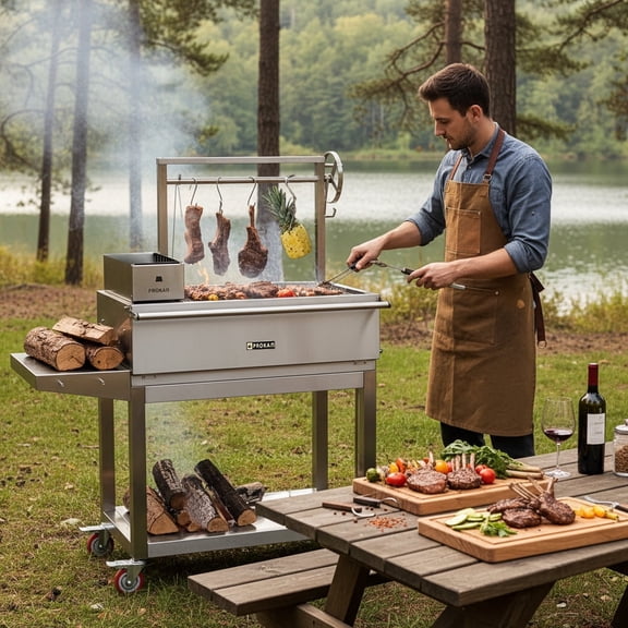 50" Infinity SS304 Argentine Charcoal and Wood BBQ Grill
