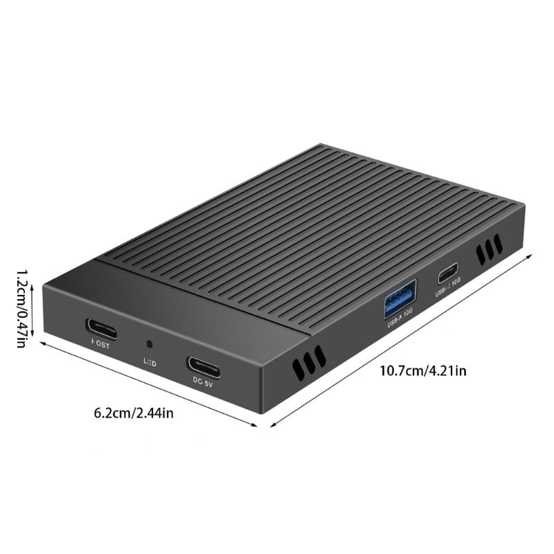 Double Bay M.2 NVME SSD Enclosure with USB3.2 GEN2 10G Type C 10Gbps HUB Support Four Hard Disk for 2230 2242 2260 2280