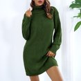 thumbnail image 6 of hotojiny Women Fall Sweater Dress Turtleneck Casual Cable Knit Sweater Dress Long Sleeve Loose Mini Pullover Dresses, 6 of 7