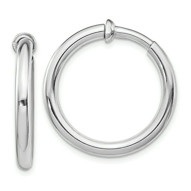 IceCarats - 925 Sterling Silver 3x20mm Non Pierced Clip On Hoop ...