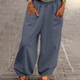 thumbnail image 2 of FUNUONY Womens Wide Leg Barrel Pants Elastic High Waisted Trousers Loose Casual Palazzo Pants with Pockets Cropped Relax Fit Trouser Ankle Pants Elastic Waisted Lightweight Harem Pants Grey 3Xl, 2 of 9