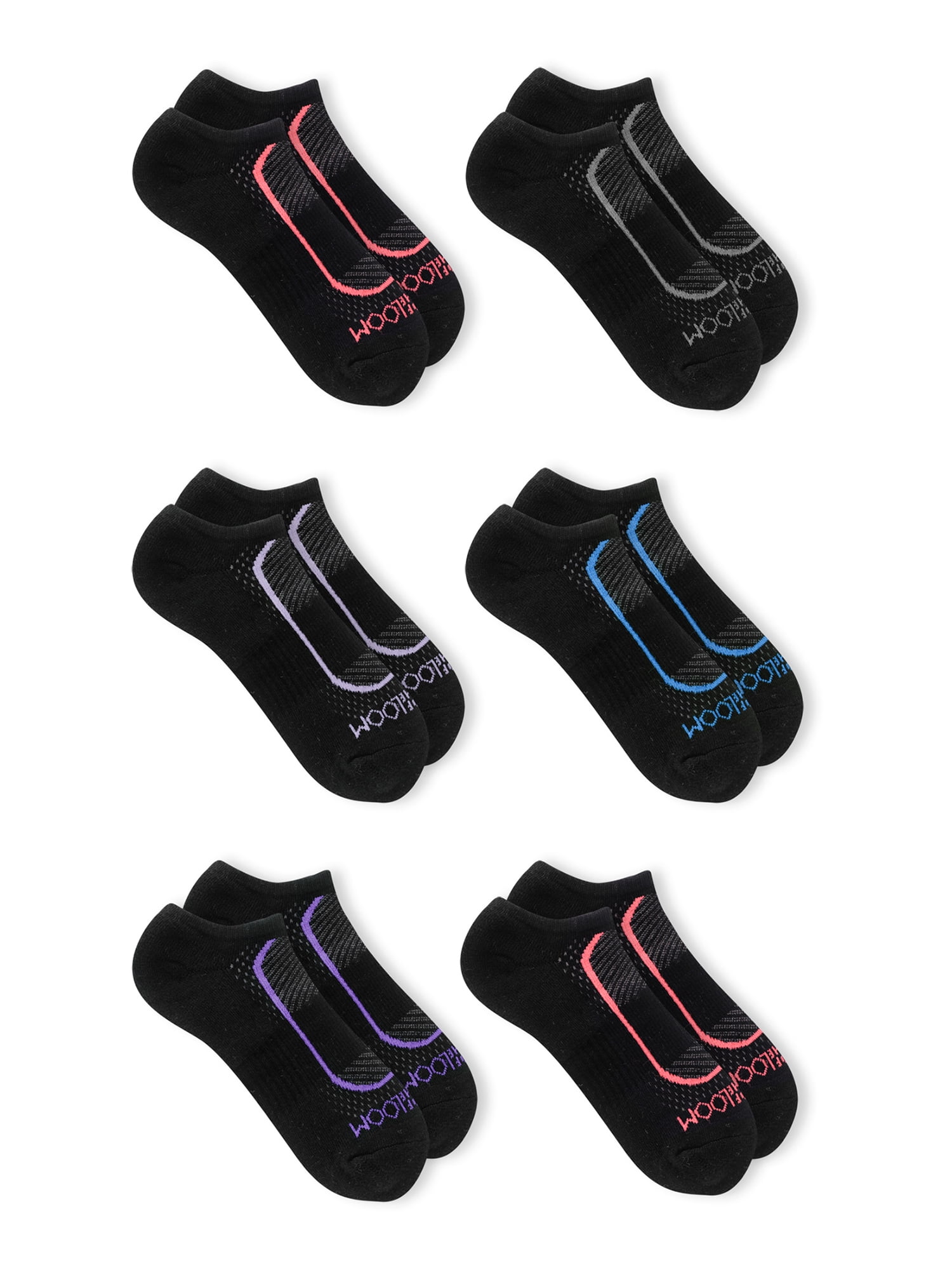 with Cushion and Arch Support 6 Pack Fruit of the Loom Mens No Show Socks 