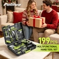 thumbnail image 4 of PULITUO 199-Piece Power Tool Set with 20V Cordless Drill Driver, 2 Batteries, Charger, LED Light and Toolbox, Home DIY Drill Set for Women and Men(Green), 4 of 8