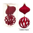 thumbnail image 3 of HomeDM Christmas Velvet Balls Ornaments, 2Pcs Red 10cm/3.94" Hanging Pendant for Xmas Tree Wreath Wedding Holiday Party Decor Shatterproof Plastic Flocked Christmas Decorations Balls, 3 of 6