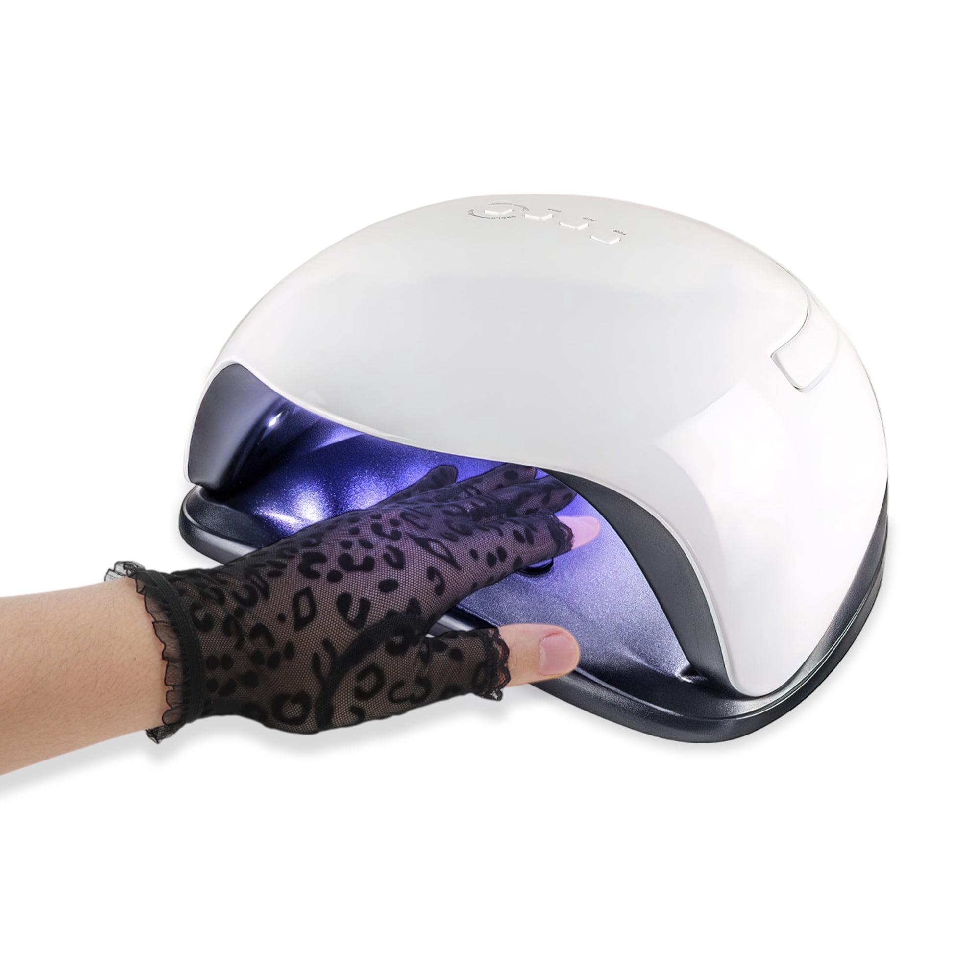 Unique Bargains Breathable Leopard Print Manicure Gloves 1 Pair Black