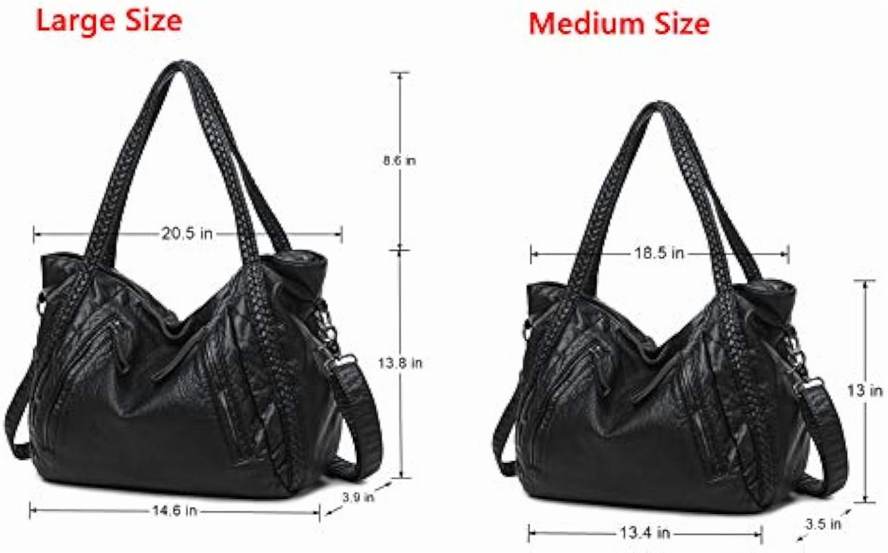 Black Soft Leather Shoulder Purses for Women Large Size Tote Handbags Slouchy Hobo Bags Big Capacity Trendy Shoulder Purse