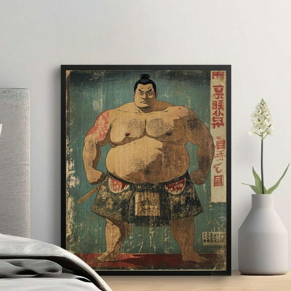 Kna Prints - Vintage Japanese Sumo Wrestler Poster, Traditional Asian Poster Print, Antique Illustration, Home Wall Decor, Retro Prints Unframed Poster, UNFRAMED-8x12
