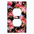 thumbnail image 2 of Metal Light Switch Plate Outlet Cover (Flower Pink Black - Single Duplex), 2 of 2