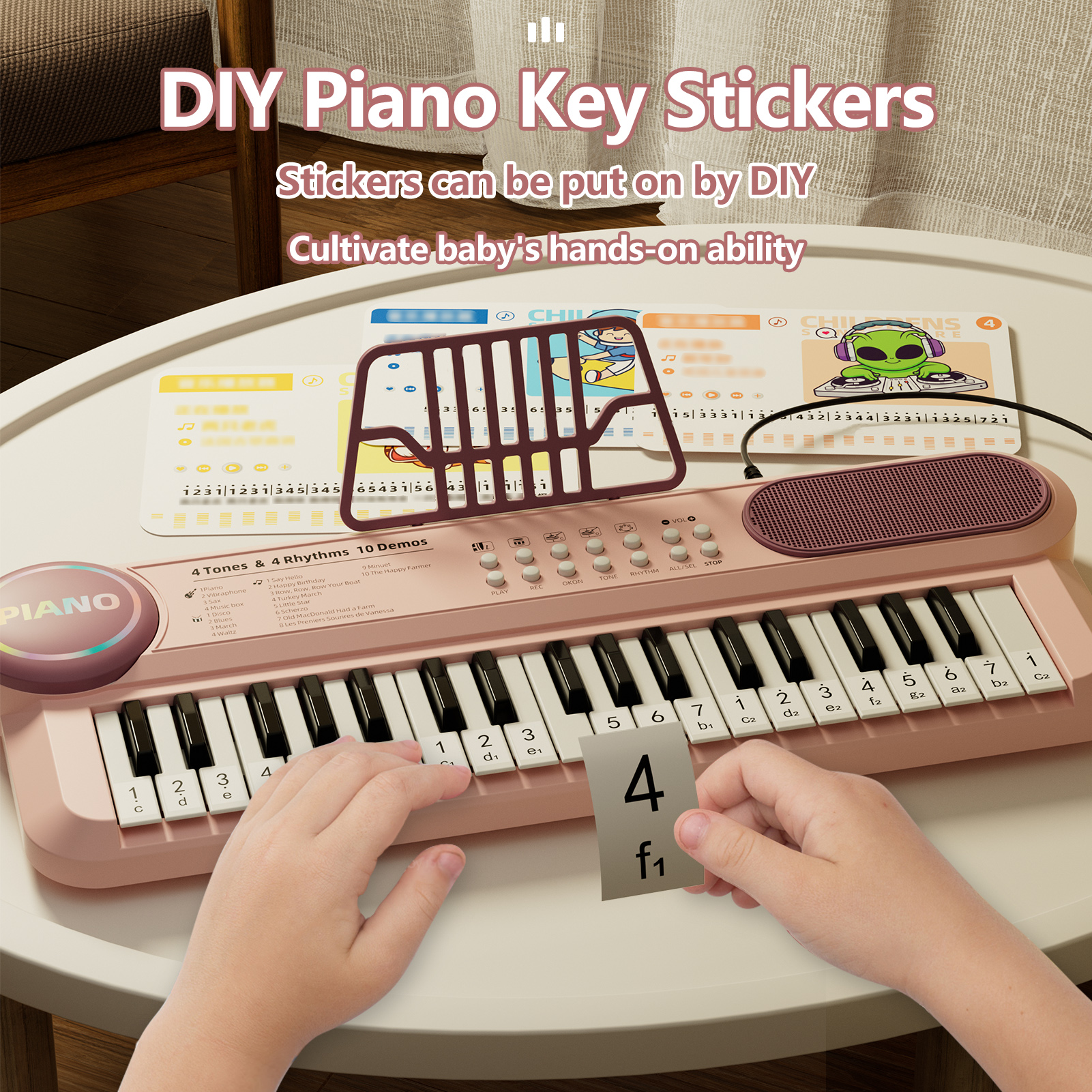 Tepear 37-Key Pink Piano For Kids With Microphone photo 7