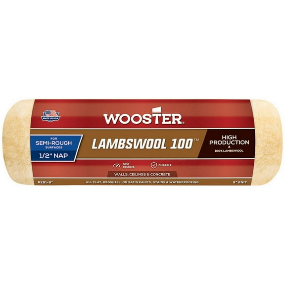 9” x 1/2” Nap Wooster R291 Lambswool 100 Professional Roller Cover