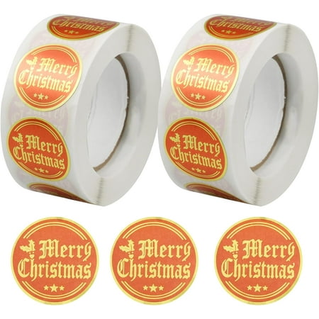 1000 Pieces Merry Christmas Labels Round Adhesive Gifts Christmas ...