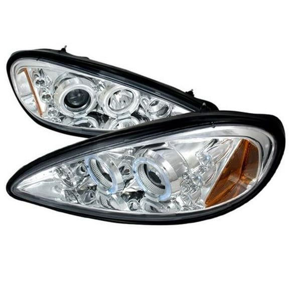 Halo LED Projector Headlights for 99 to 05 Pontiac Grand Am, Chrome - 10 x 21 x 25 in.