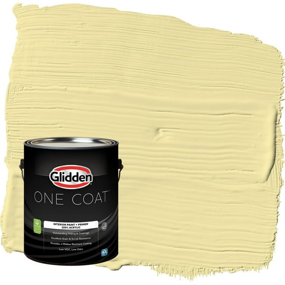 Glidden One Coat Turning Oakleaf / Yellow Eggshell Interior Paint with Primer, 1 Gallon