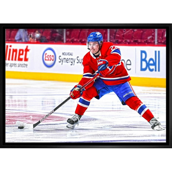 Frameworth Cole Caufield 20x29 Framed Canvas Canadiens Red Action