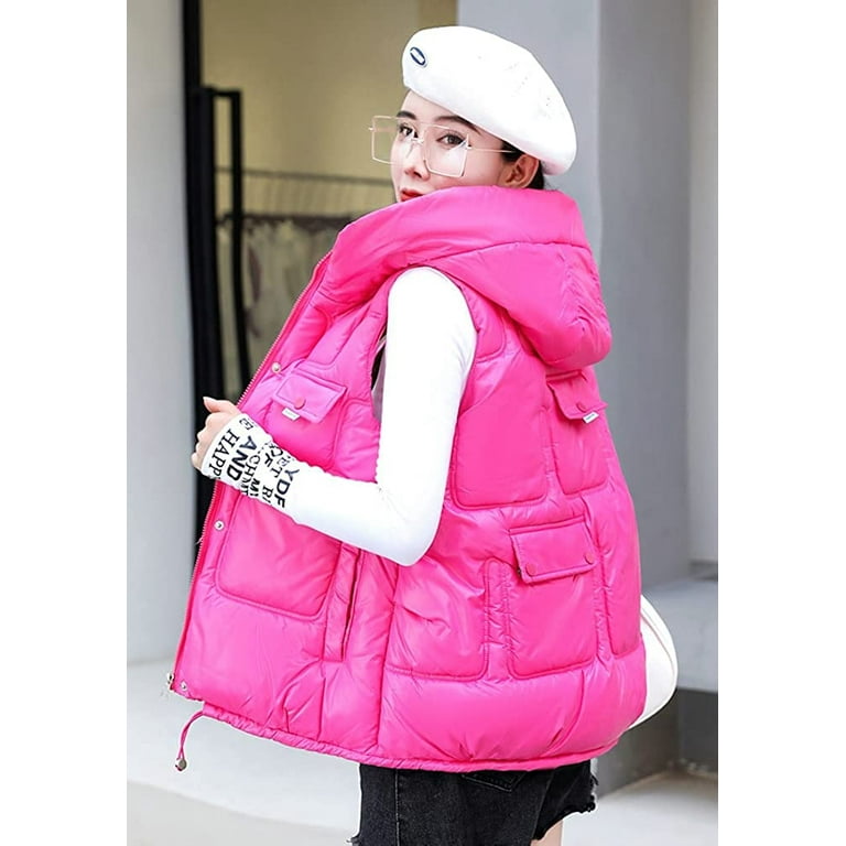 PIKADINGNIS Women Hooded Vest Sleeveless Warm Lightweight Down