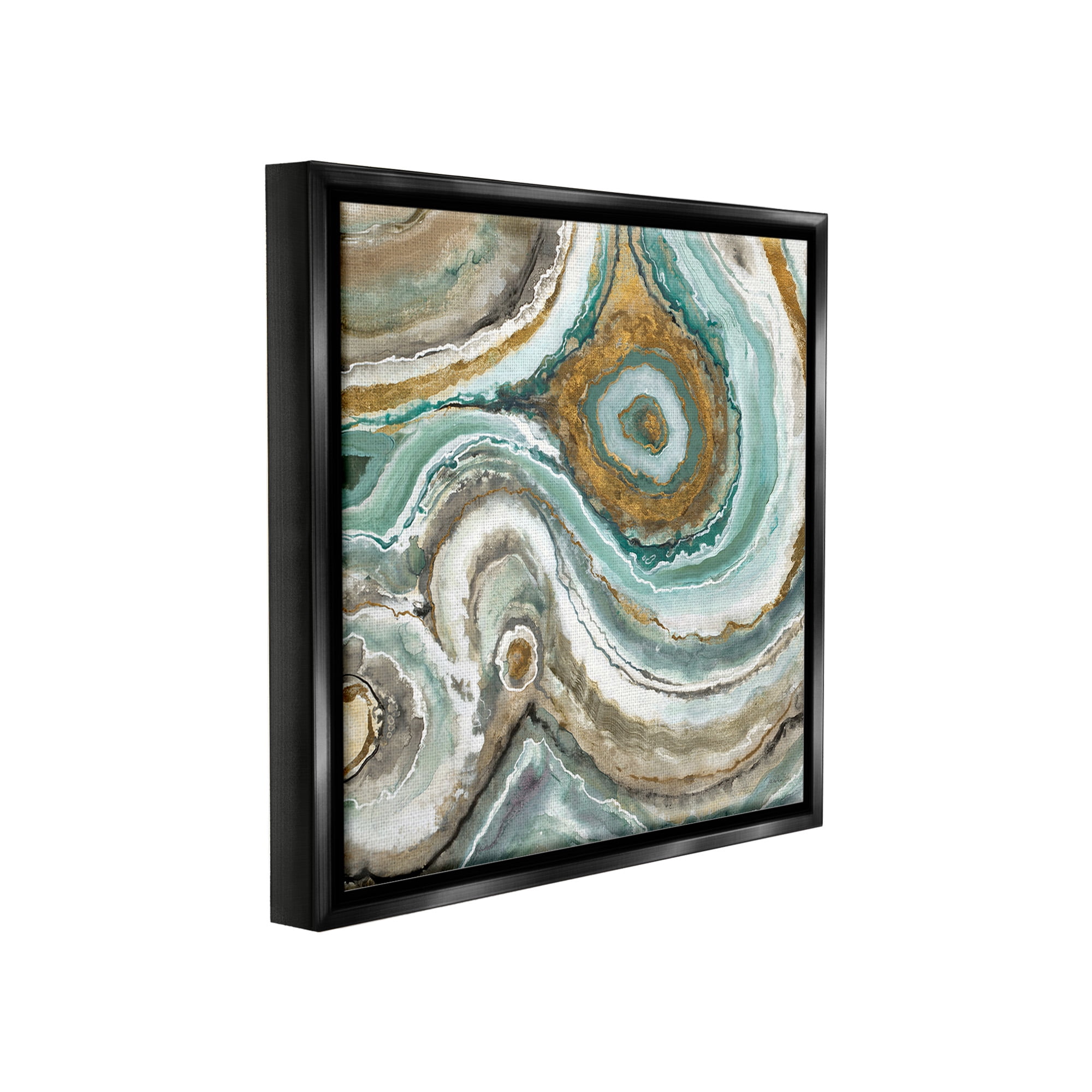 Stupell Industries Swirled Agate Pattern Abstract Painting Black Floater Framed Canvas Art Print Wall Art, 25 x 25
