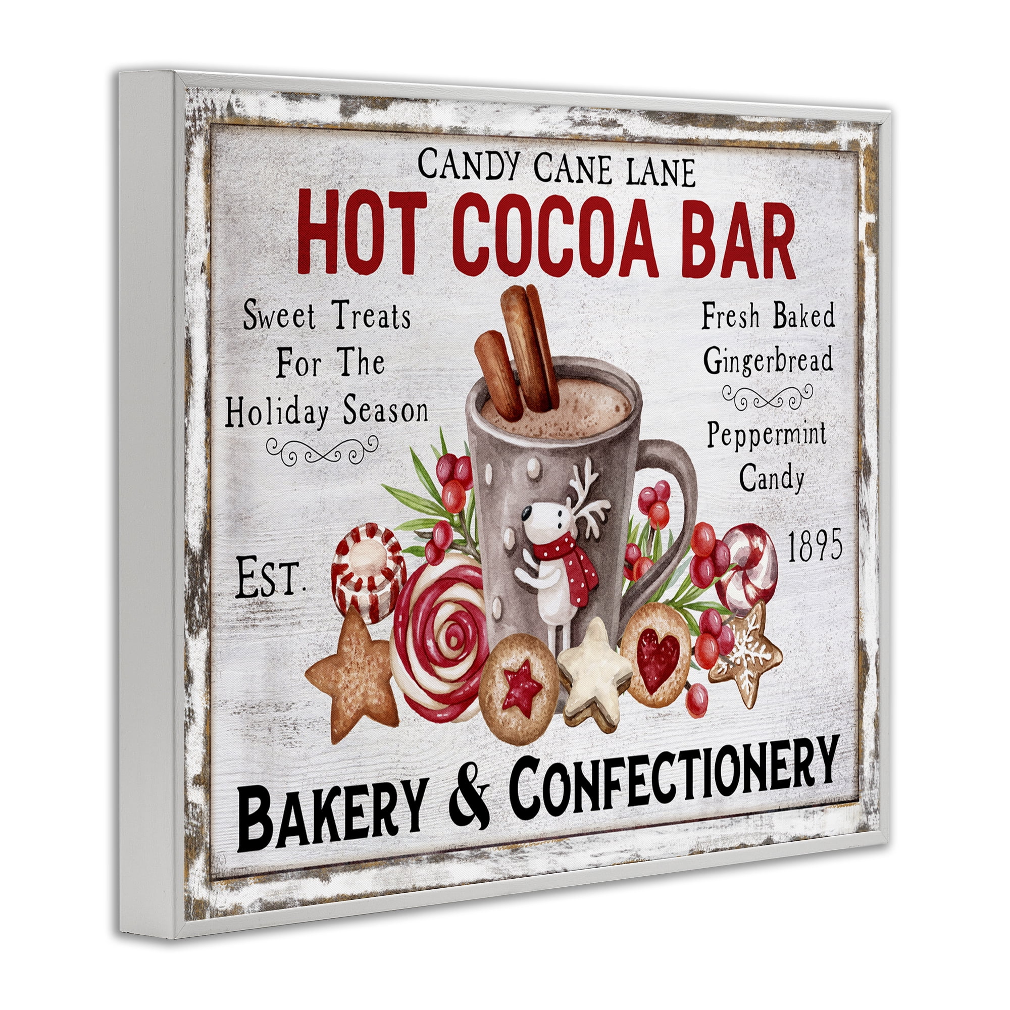Stupell Industries Hot Cocoa Confectionery Holiday Painting White Framed Art Prints Wall Art, 14 x 11