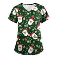 thumbnail image 2 of Garbnen Christmas Scrub Tops Women Stretchy V Neck Short Sleeve Workout Top Thanksgiving Holiday Nurse Working Uniforms with Pockets S-5XL, 2 of 6