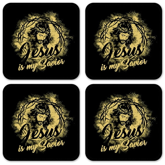 Vinyl Drink Coasters - Set of 4 - Jesus is my Savior