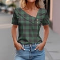 thumbnail image 2 of Birdeem Chemise à Manches Courtes pour Femmes avec Imprimé à Carreaux T-Shirt Décontracté, 2 of 12
