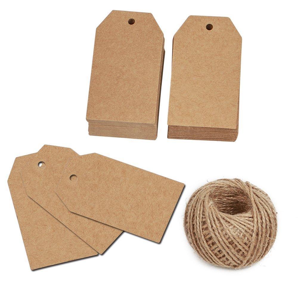 100 Pcs Christmas Gift Tags with String Kraft Paper Vintage Wedding