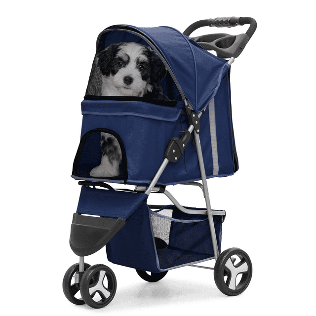 Magshion Foldable Pet Dog Stroller with Wheels, Cat Dog Stroller with Storage Basket and Cup