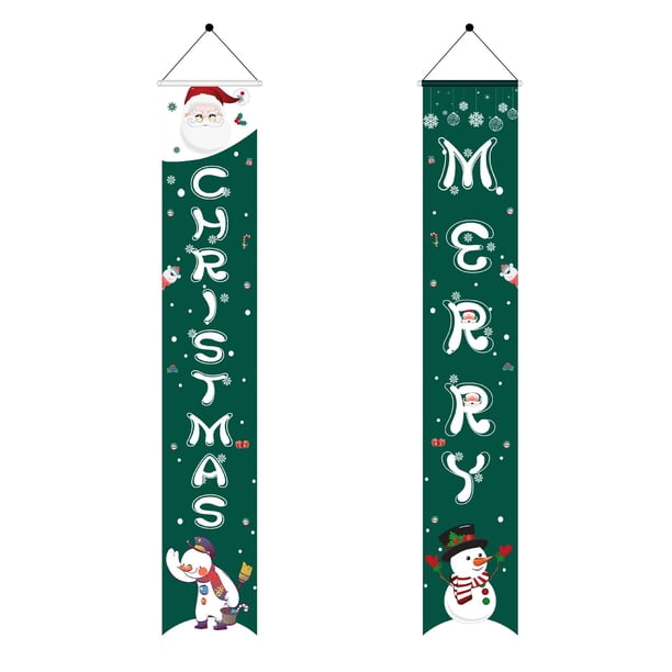 Pancarta de Feliz Navidad para colgar en la pared, para decoración festiva en interiores y exteriores, para colgar en la cortina de la puerta, para fiestas, decoración navideña (verde)