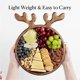 thumbnail image 5 of Wood Serving Platter with Antler Handle, Round Wooden Food Dish Plate, Decorative Charcuterie Board for Cheese A, 5 of 5