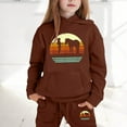 thumbnail image 2 of Girls Outfit Set Fashion Print Long Sleeve Hooded Sweatshirt Trousers Kids Loose Comfy Fall Athletic Warm Outfits, 2 of 4