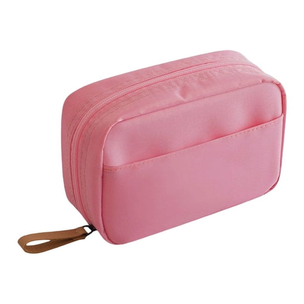 Wosthever Organizador de maquillaje para mujer, estuche para niñas, neceser para exteriores, neceser con cremallera, neceser de viaje, Almacenamiento y organización del hogar Rosa