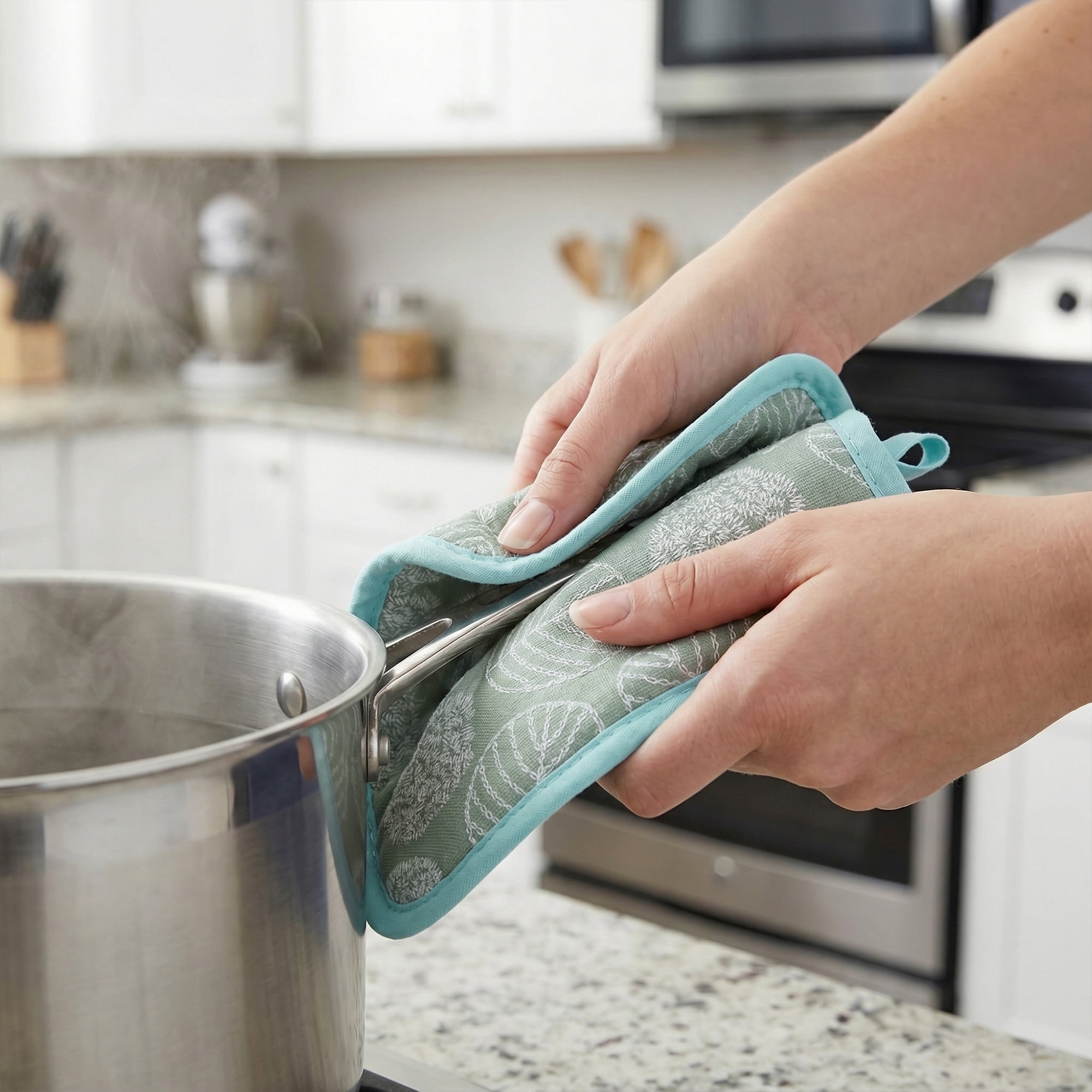 Unique Bargains Pot Holders Heat Resistant Non Slip Hot Pads for Kitchen Baking Green 4Pcs