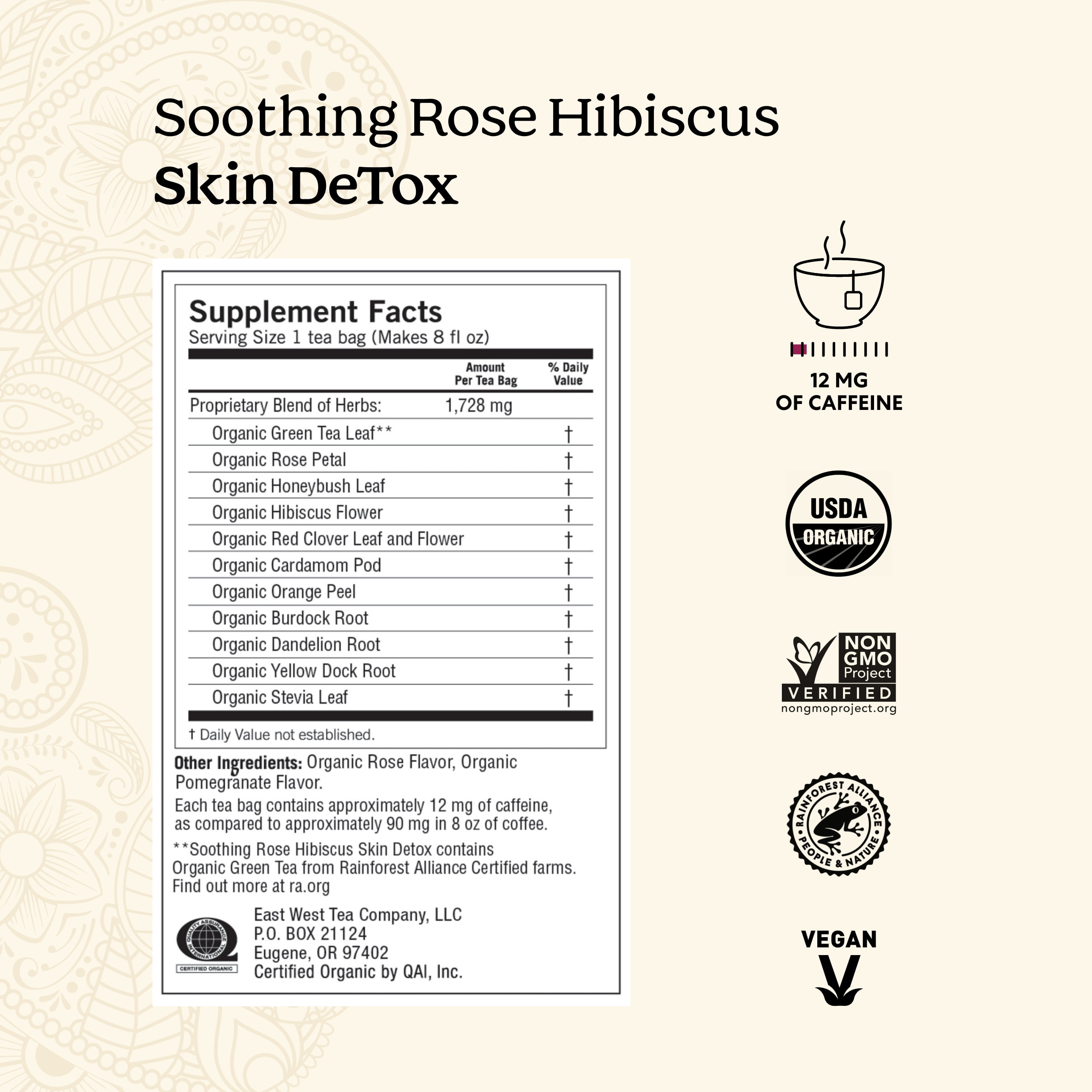 Yogi Tea Soothing Rose Hibiscus Skin DeTox, Green Tea, Wellness Tea Bags, 6 Boxes of 16