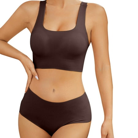 LARUYEKO Large Size Sports Absorption Upper Support Traceless Ice Silk Underwear Set for Women Without Steel Rings Detachable Pads for Women s Bras Lace Pajamas for Women Shorts Set Mens Comfy