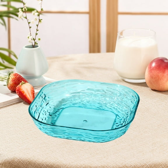 Clear Plastic Fruit Tray for Snacks & Dried Fruits - 9.6 Inch Serving Platter for Kitchen & Party - Lightweight Durable Dish for Entertaining - 14x11.5x3.5cm Elegant Snack Bowl