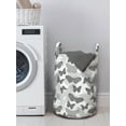 thumbnail image 3 of Butterfly Laundry Bag, Repetitive Zebra Stripes Motif Illustration Greyscale Tones on Plain Backdrop, Basket with Handles Drawstring Closure for Laundromats, 13" x 19", White and Grey, by Ambesonne, 3 of 4