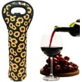 thumbnail image 3 of Wrapables Insulated Neoprene Wine Tote, One Bottle, Sunflowers, 3 of 6