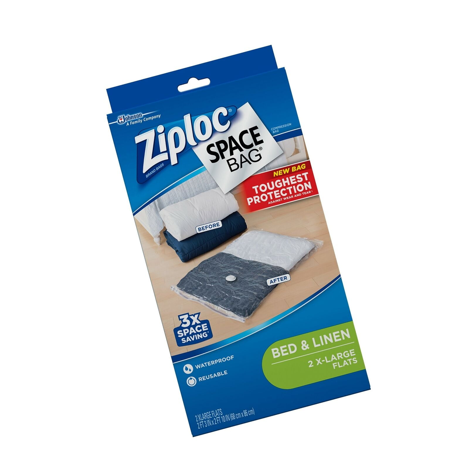 Ziploc Space Bag, XL Flat Bag, 2 Count XLarge
