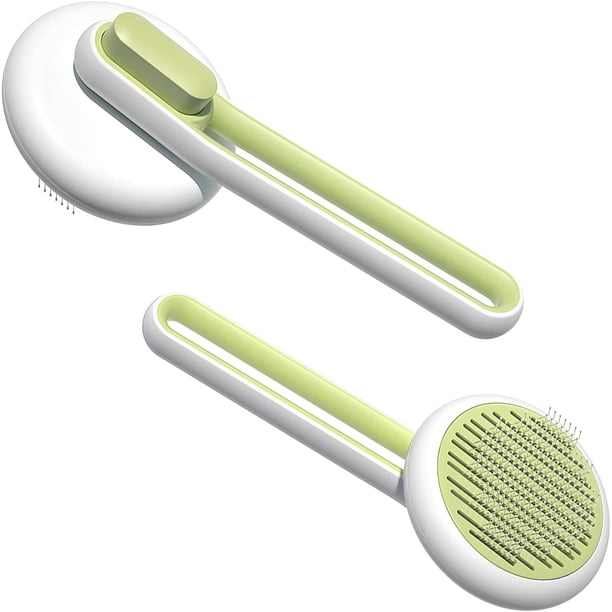 Cepillo para perros y gatos, cepillo autolimpiante para pelo de mascotas, fácil de usar para eliminar el pelo muerto y la capa interna con un solo clic, cepillo de aseo para perros y gatos de pelo cor