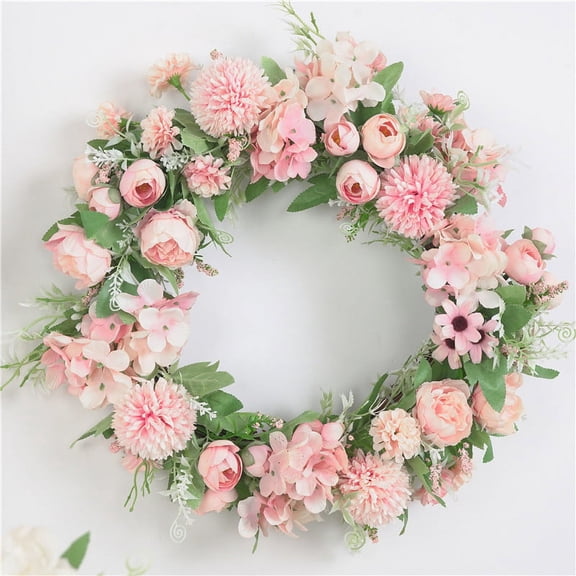 JEWLALO 22" Spring Wreaths, Artificial Spring Wreaths for Front Door, Vivid Spring Door Wreath for Wall Window Farmhouse Party Holiday Home Spring Summer Decorations(Pink)