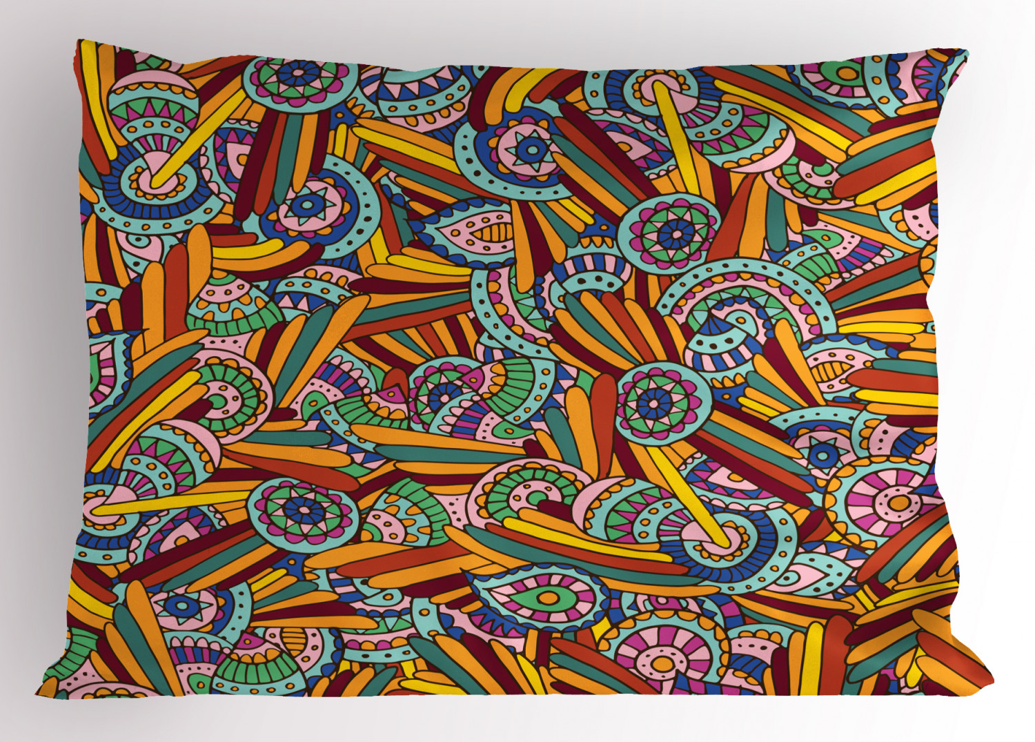 Psychedelic Pillow Sham Funky and Hippie Composition with Abstract