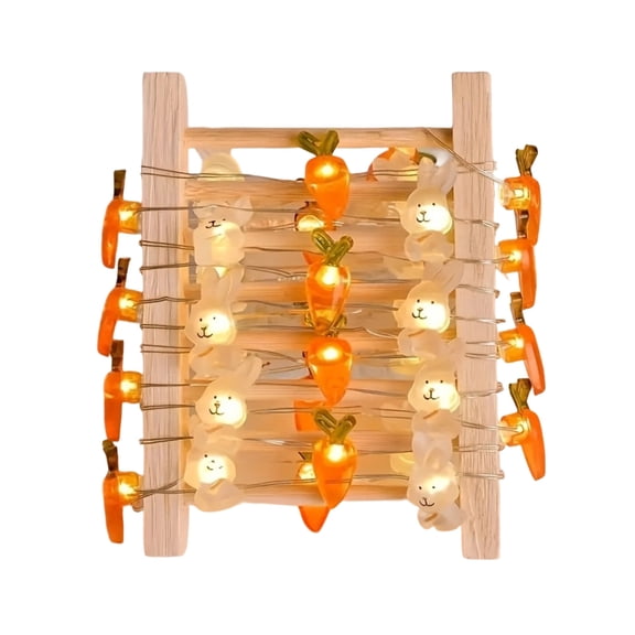 OutmaxHome Easter Carrot String Lights,Battery Operated 79Inch 20 Bulb Fairy Lights for Indoor Outdoor Easter Decor,Spring Party,Garden,Patio