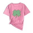 thumbnail image 4 of St. Patrick's Day Shirt for Women Glitter Shamrock Graphic T-Shirt Short Sleeve Crewneck Loose Fit Festival Apparel Party Top, 4 of 5