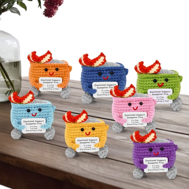 Crochet Trash Can Fire Dumpster Positive Con Tarjeta Alentadora