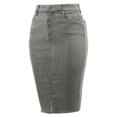 thumbnail image 2 of A2Y Women's Slim Fit Rayon Knee Length Back Slit Denim Jean Pencil Skirt Grey 5XL, 2 of 3