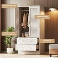 thumbnail image 7 of Wardrobe Armoire Closet with 2 Shutter Doors, White Wardrobe with Hanging Rods and 2 Drawers, Modern Bedroom Armoire with Gold Handles, 7 of 7