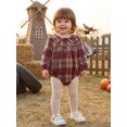 thumbnail image 6 of RUINIXCW Newborn Baby Girl Spring Fall Clothes Gingham Plaid Bubble Romper One Piece Outfit 0 3 6 9 12 18 Months Sweet Long Sleeve Button Front Doll Collar Jumpsuit Playsuit, 6 of 9